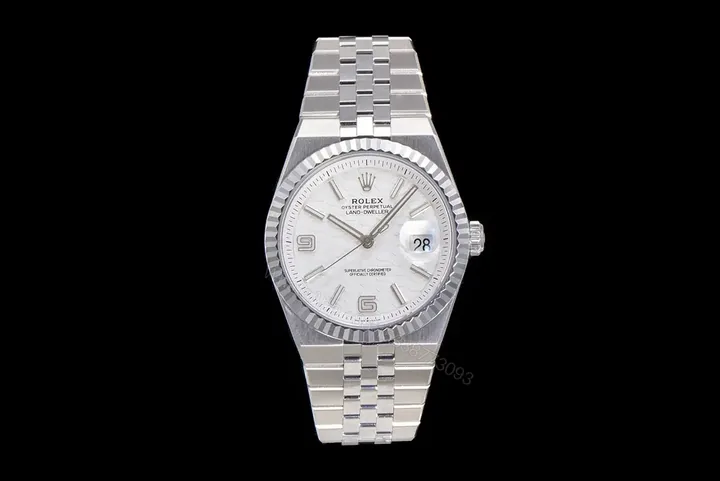 View 1 of Rolex Land-Dweller 36 Oystersteel – White Gold White Dial Flat Jubilee 127334-0001