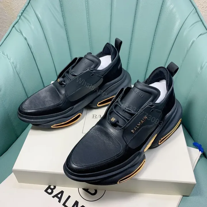 View 1 of Bold Black Balmain Runner: Allâ€‘Day Comfort + Gold Accents