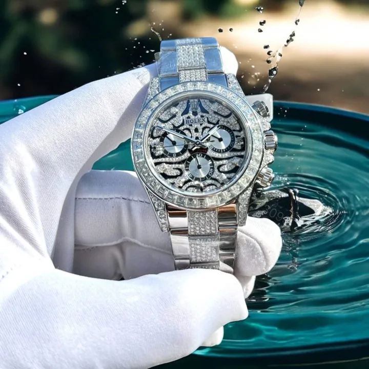 View 1 of Rolex Cosmograph Daytona “Eye Of The Tiger” 40mm Custom Moissanite Diamonds Super Clone