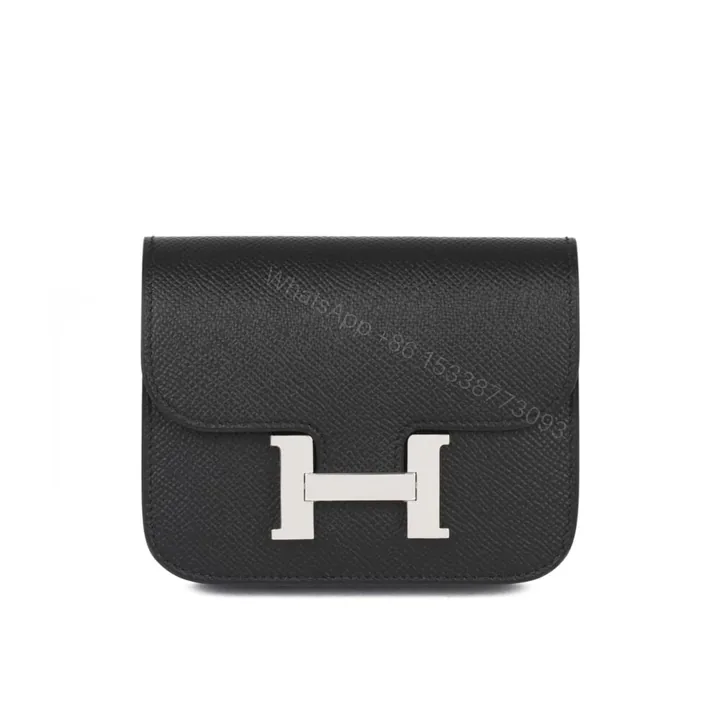 View 1 of Hermes Constance Slim Wallet Noir 12Cm