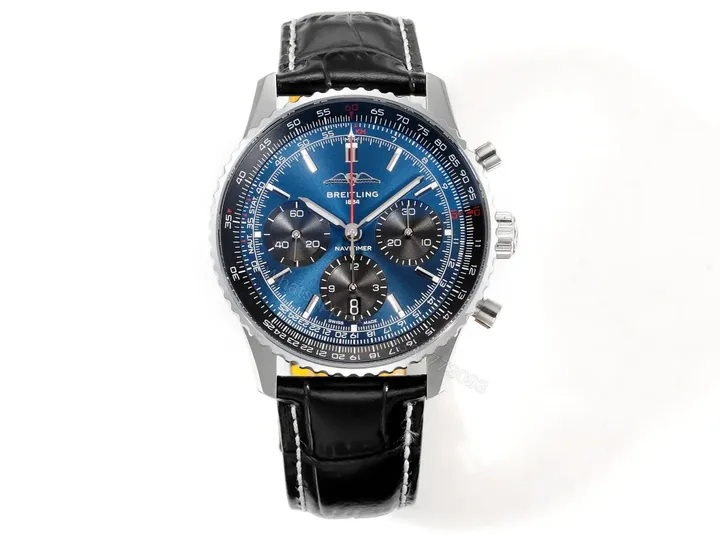 View 1 of Breitling Navitimer B01 Chronograph 41 Stainless Steel Blue Alligator – Folding AB0139241C1P1