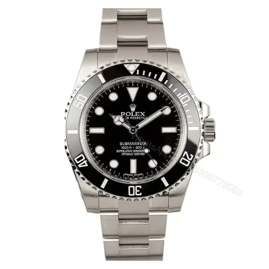 View 1 of Replica Rolex Submariner Silver/Black No Date