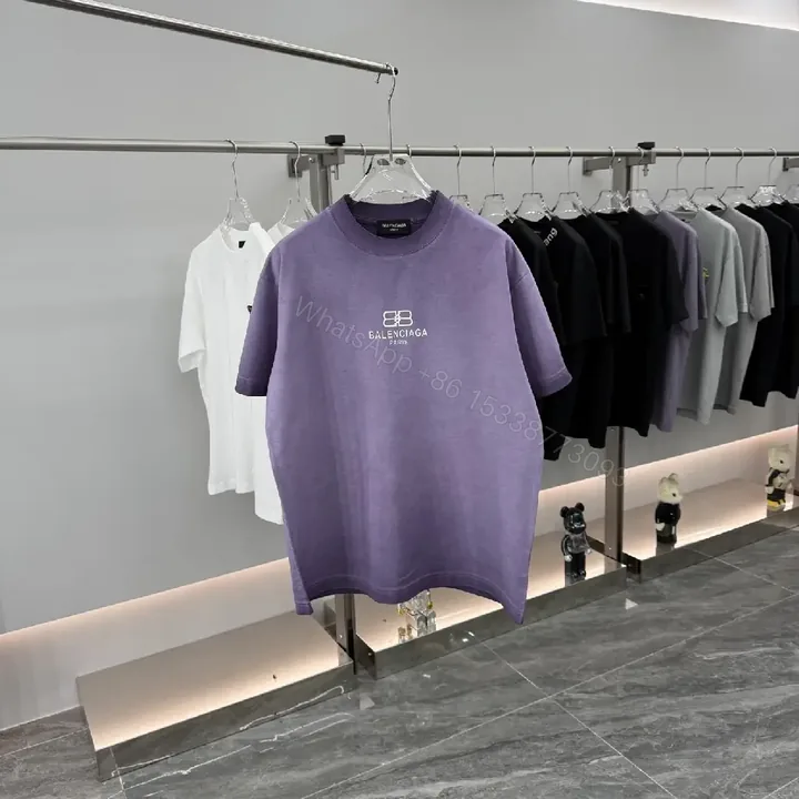 View 1 of Lavender Cotton Tee Dress | Relaxed, Embroidered Signature