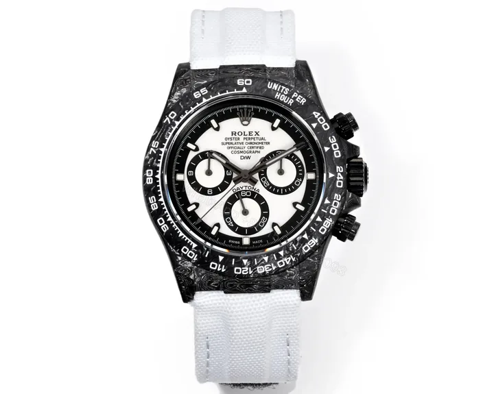 View 1 of Rolex Daytona Carbon V2 Cream White Dial White Strap Edition 40mm RG-DAYTONA-CREAM-V2-CARBON