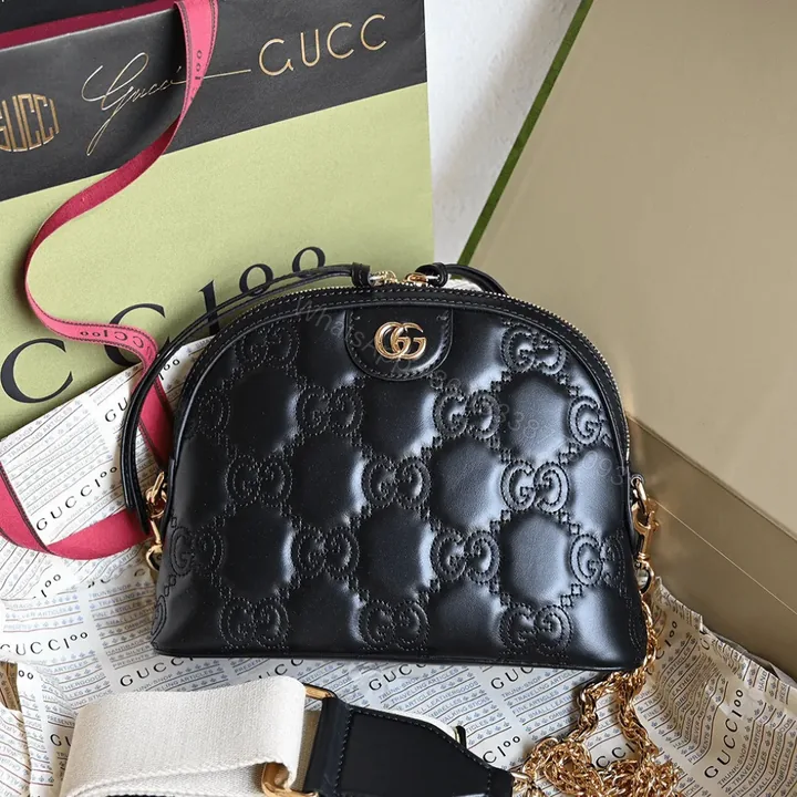 View 1 of Gucci Matelasse Like Auth Bag with Embossed GC Pattern 21cm