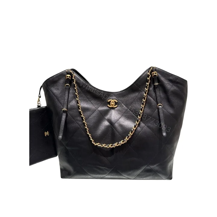 View 1 of Chanel Medium Shopping Bag And Gold Tone Metal Black 35Cm