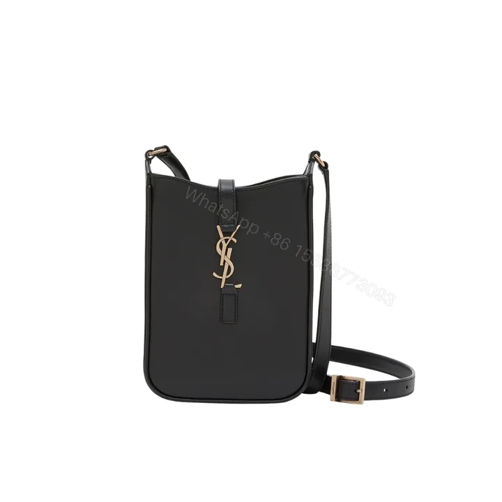 View 1 of Saint Laurent Le 5 A 7 Mini Vertical In Shiny Leather With Bronze Metal In Black 19cm