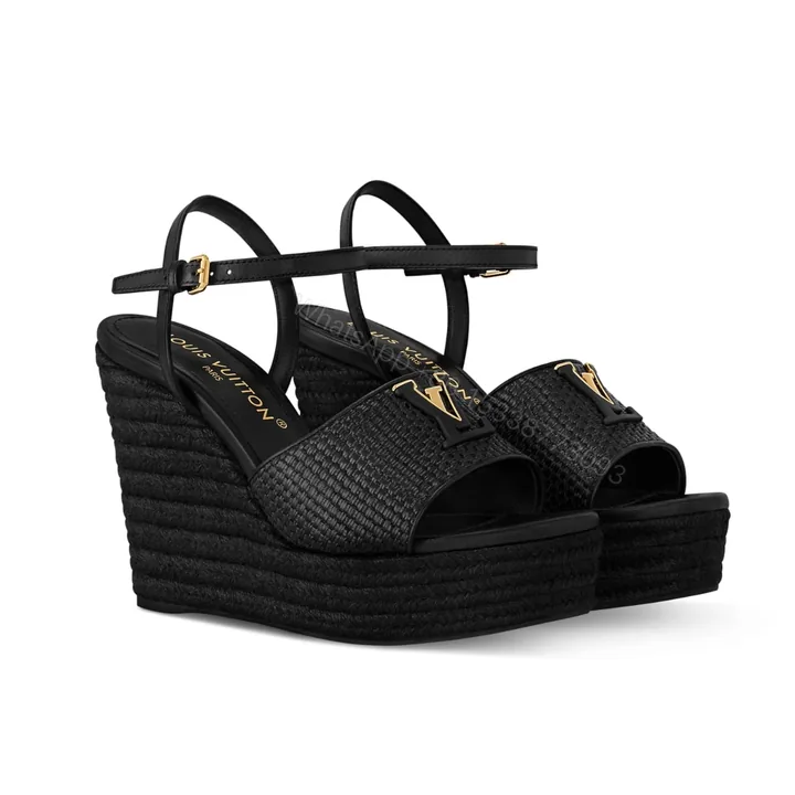 View 1 of LOUIS VUITTON MARE WEDGE SANDALS BLACK 1AHLLK