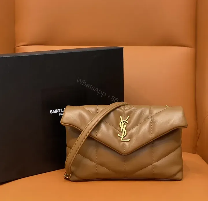 View 1 of Quilted Tan Calfskin Crossbody: Luxury, Subtle YSL-Inspired