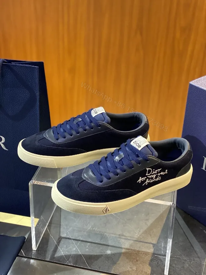 View 1 of Navy Suede Leather High-Top Sneakers with Subtle Detail