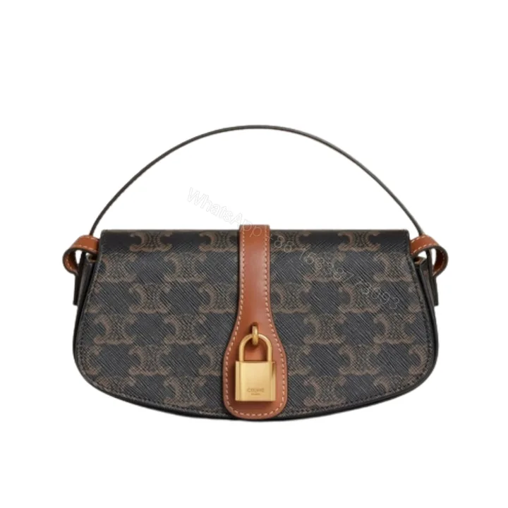 View 1 of CELINE CLUTCH ON STRAP TABOU IN TRIOMPHE CANVAS AND CALFSKIN TAN 20CM 10I592DQ2 04LU