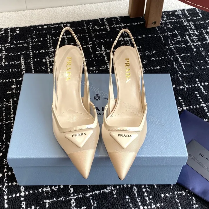 View 1 of 高仿Prada*1I891M尖頭露跟高踭鞋7.5CM膚色免檢版