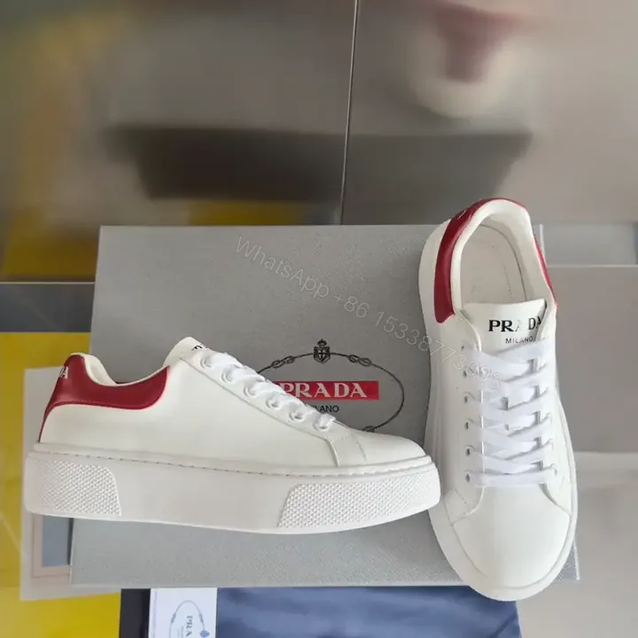 View 1 of PRADA MACRO RE-NYLON AND BRUSHED LEATHER SNEAKERS – PRD063
