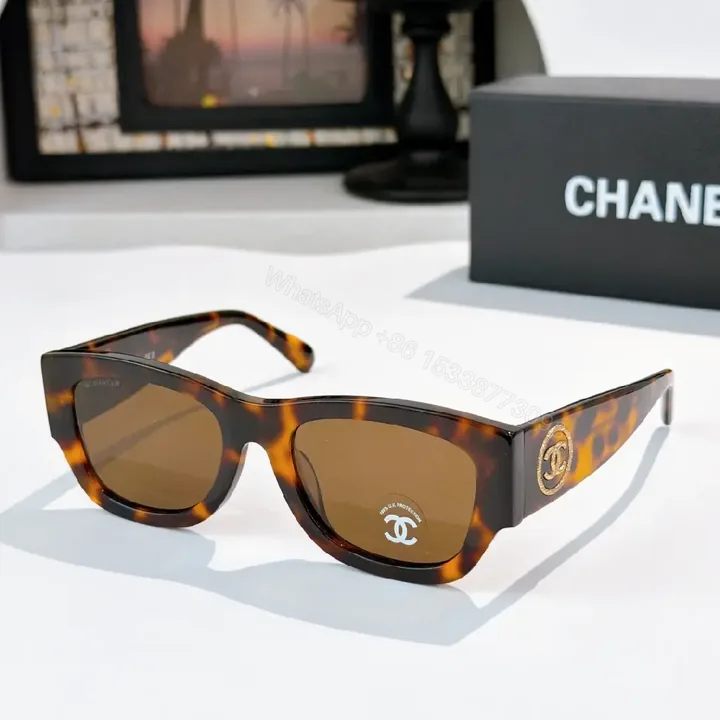 View 1 of Tortoise-Texture Sunglasses with Logo Hardware, Acetate Style