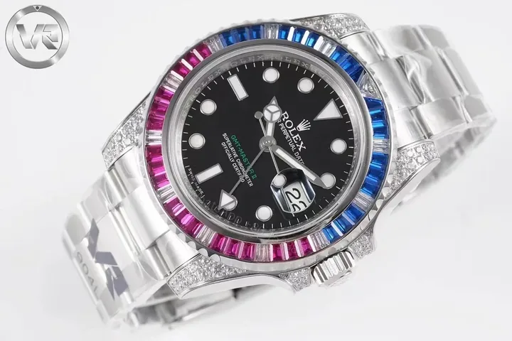 View 1 of Clean Factory Clean Factory VR Rolex GMT II Diamond Watch – Black/Colorful