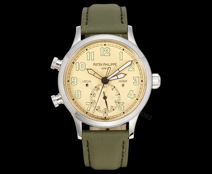 View 1 of Patek Philippe Calatrava Pilot Travel Time Fabric Strap 40mm Premium Edition PATEK-PILOT-TT-FAB-40