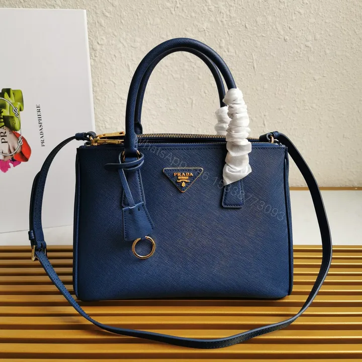 View 1 of PRA GALLERIA 28 BAG IN NAVY BLUE SAFFIANO LEATHER