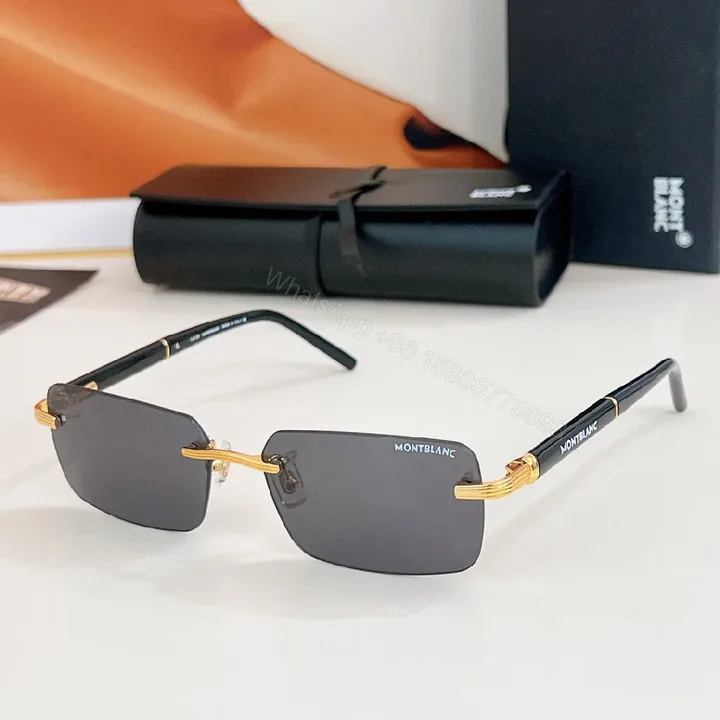 View 1 of Rimless Shield Sunglasses Gold Accents - Luxury Style Feature