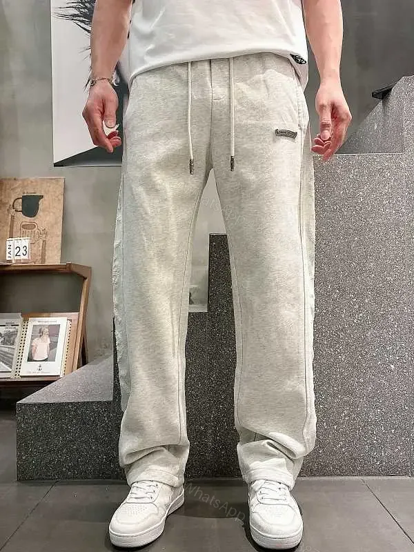 View 1 of Light Gray Heathered Joggers – Relaxed Streetwear, Drawstring Waist