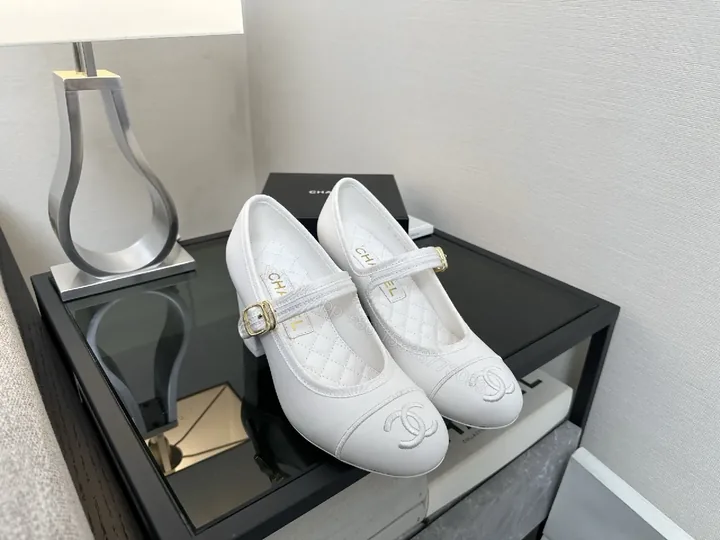 View 1 of White Leather Mary Jane Pumps - Elegant, All-Day Comfort