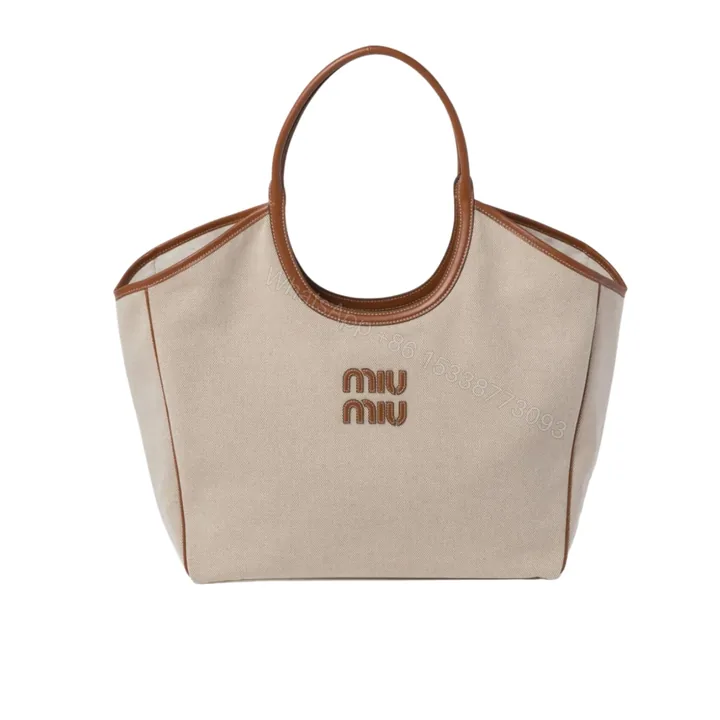 View 1 of MIUMIU IVY TOTE BAG BEIGE AND BRANDY 38CM
