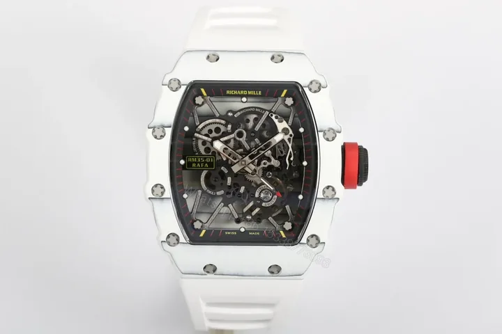 View 1 of Richard Mille RM35-01 NTPT Carbon Fiber RMUL3 White Gemstone Balance Watch RM35-01-CARBON-WHITE