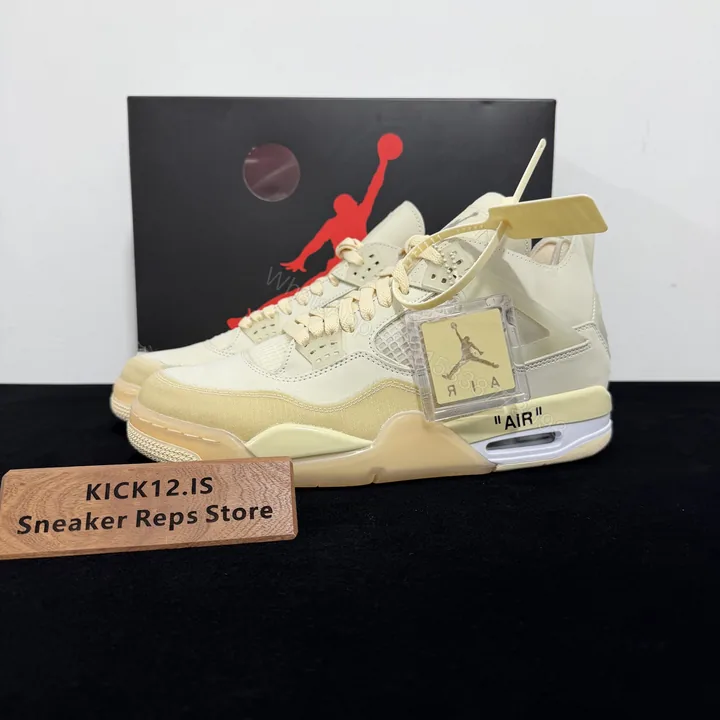 View 1 of Air Jordan 4 Retro Off-White Sail Reps