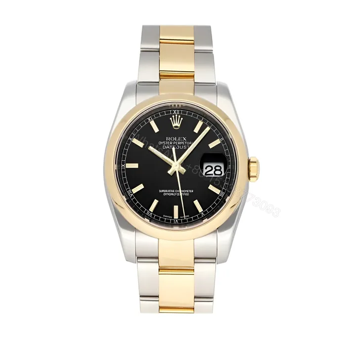 View 1 of Rolex Datejust Yellow Gold Black Dial 116203 Oyster Replica