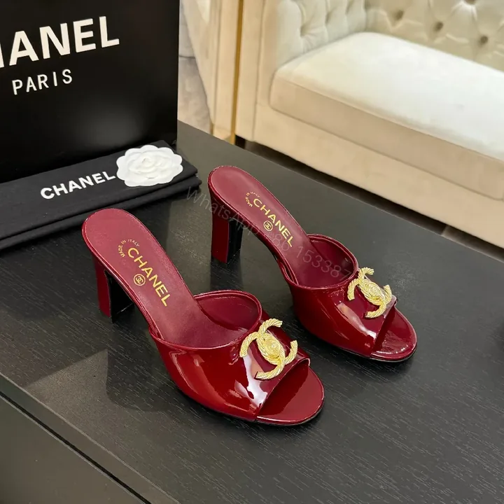 View 1 of Red Patent Slip-Ons: Gold Hardware, All-Day Comfort Mule