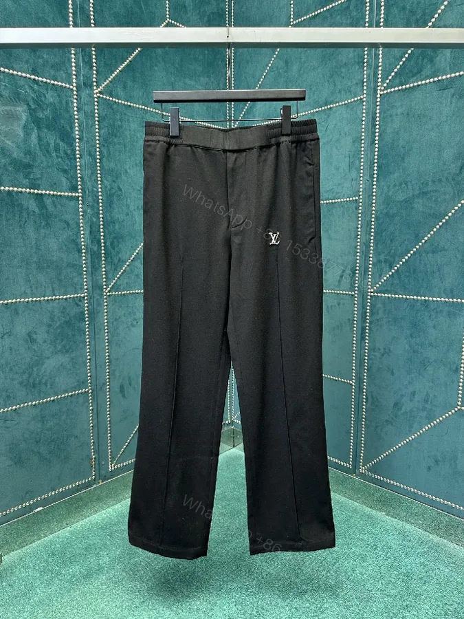 View 1 of Lux Black Tailored Pants with Subtle Monogram, Everyday Style