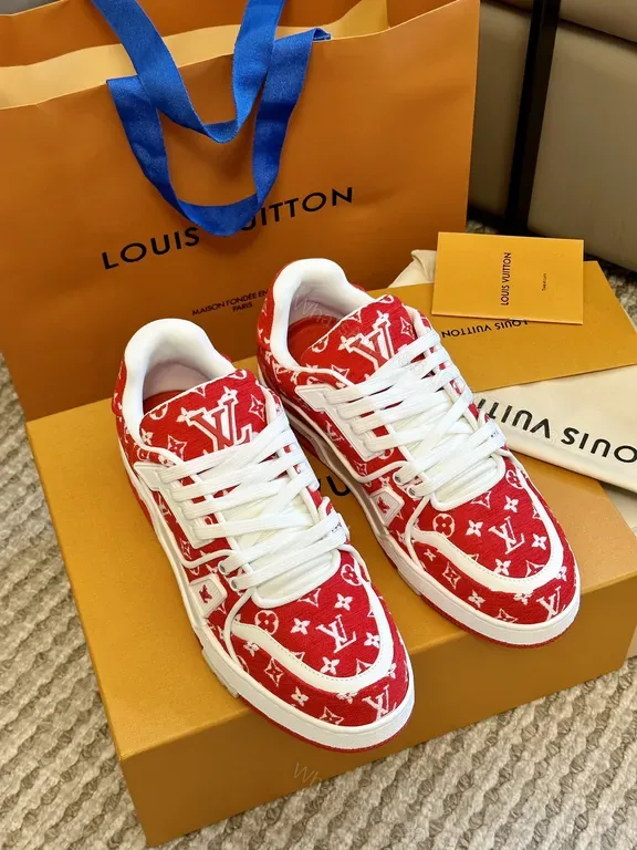 View 1 of Monogram High-Tops: Luxe Red-White City Sneaker