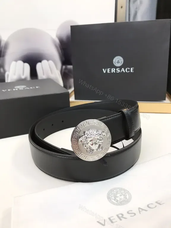 View 1 of Versace Black Leather Belt: Bold Medusa Buckle, Modern Luxury