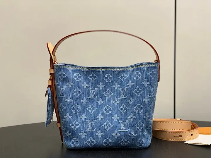 View 1 of Denim Monogram Mini Satchel: Modern Luxe, Day-to-Night