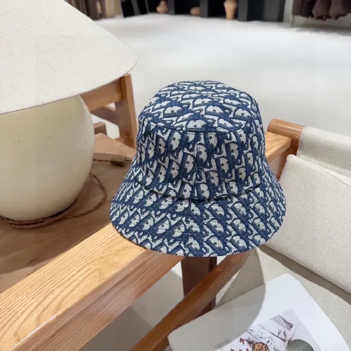 View 1 of Navy Off-White Jacquard Bucket Hat: Compact, Textured Style