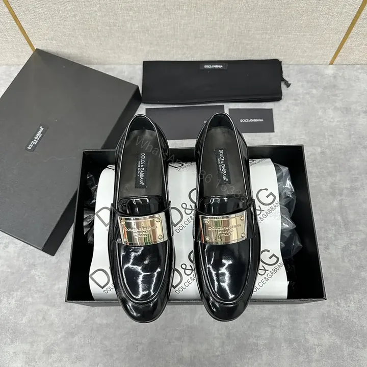 View 1 of Polished Leather Loafers with Metallic Accent â€” Bold Comfort Shoes