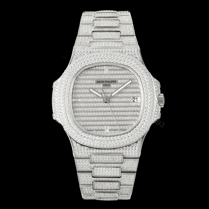 View 1 of Patek Philippe Nautilus 5711 BD1 Full Diamond Pavé Watch 40mm Luxury Edition AMG-PP-BD1-5711-2600-DIAMOND