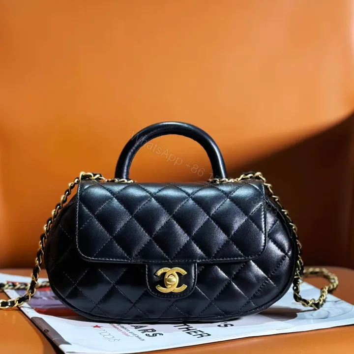 View 1 of Chanel 24C Top Handle Flap Bag in Black Lambskin