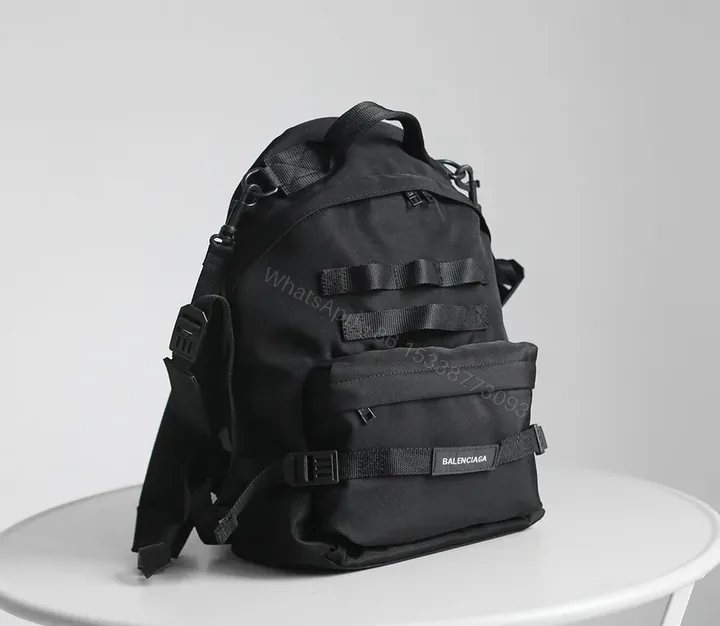 View 1 of Black Balenciaga-Inspired Utility Backpack: Compact Luxury Carry