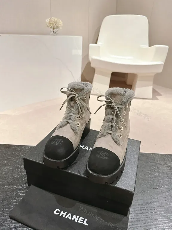 View 1 of Chanel-Inspired Warm Winter Boots with Luxe Stingray Texture
