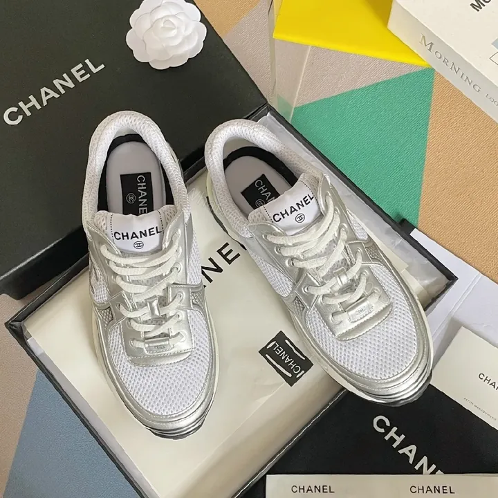 View 1 of Silver Mesh Luxe Sneakers: Breathable Everyday Comfort