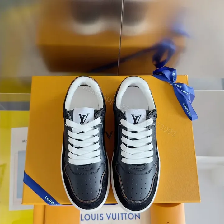 View 1 of Luxury LV-Style High-Top Sneakers: Contrast Craftsmanship