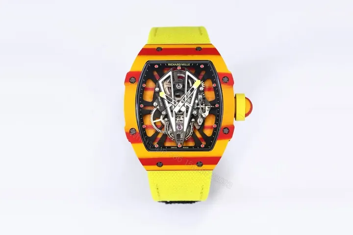 View 1 of Richard Mille RM27-03 Tourbillon Watch – Yellow and Red Carbon Fiber Case, Lightweight Design, Rubber Strap (43.5g)