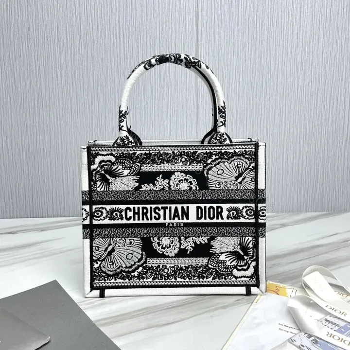 View 1 of Bold Couture Tote: Black-White Tapestry Designer Tote