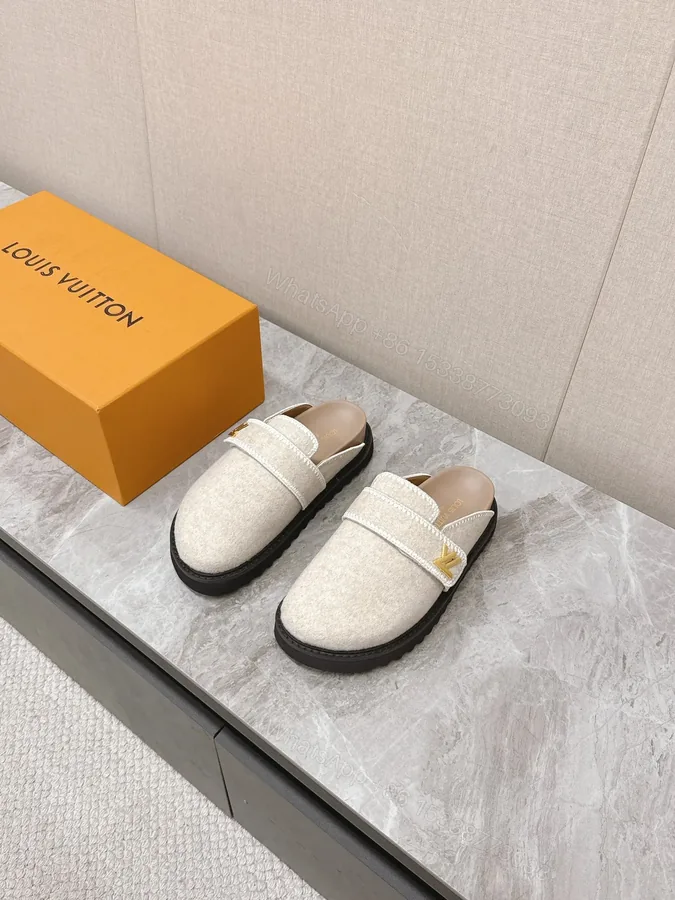 View 1 of LV Women Beige Wool Mules