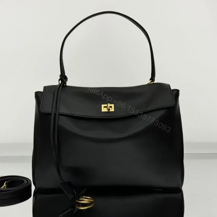 View 1 of 高仿Balenciaga*Rodeo系列V41000小牛皮手袋黑金中號免檢版