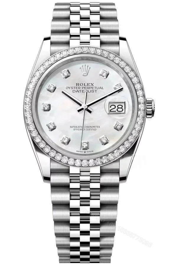 View 1 of Rolex Datejust M126284RBR-0011 1:1 Replica Mother of Pearl Diamond Dial Jubilee 36MM 3235 Movement Super Clone Watch
