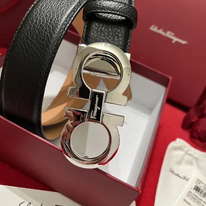 View 1 of Bold Leather Belt with Omega Buckle, Everyday Luxury