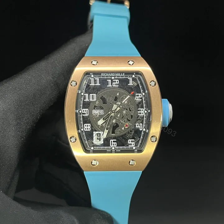 View 1 of Richard Mille RM010 Titanium Skeleton Automatic Light Blue Strap Watch RM010-TI-LB