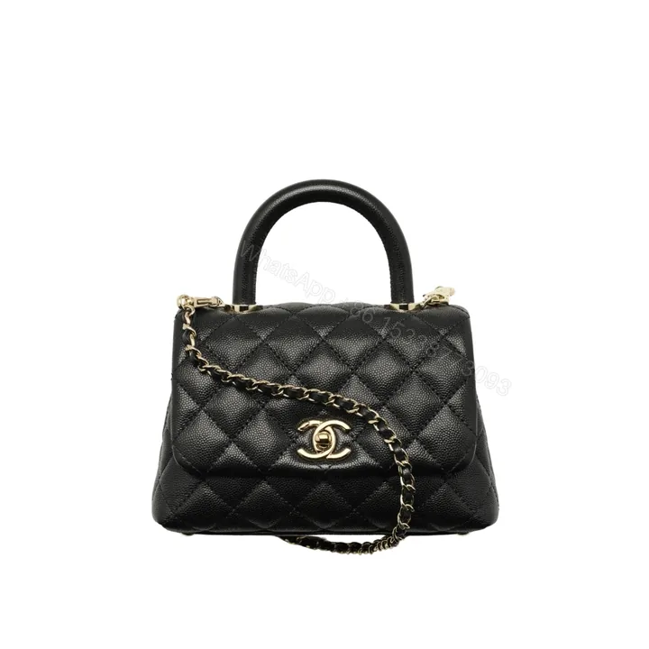 View 1 of Chanel Mini Flap Bag With Top Handle Shiny And Gold Tone Metal Black 15Cm