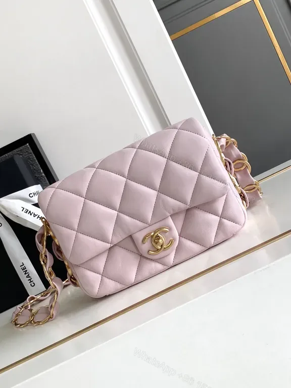 View 1 of Soft Pink Quilted Glam Bag: Compact Luxury Crossbody